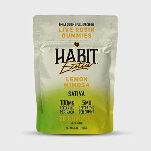 Habit Exotics Live Rosin Delta 9 Gummies Lemon Mimosa Sativa 100mg